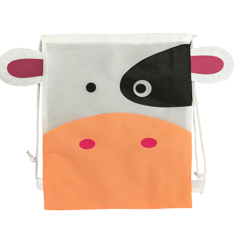 Low budget cute animal printing kids drawstring backpack bag