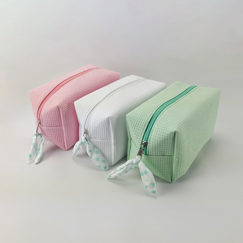 waffle Zipper Cosmetic Make Up Bag