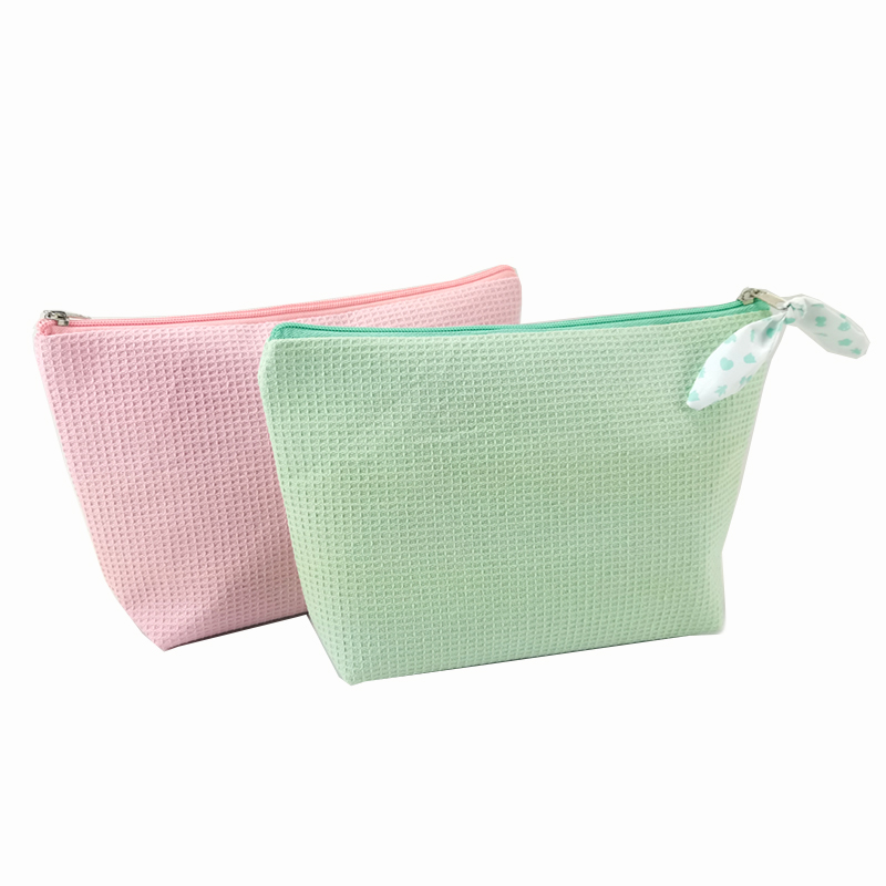 Custom soft gauze cosmetic bag ladies nature make up bag