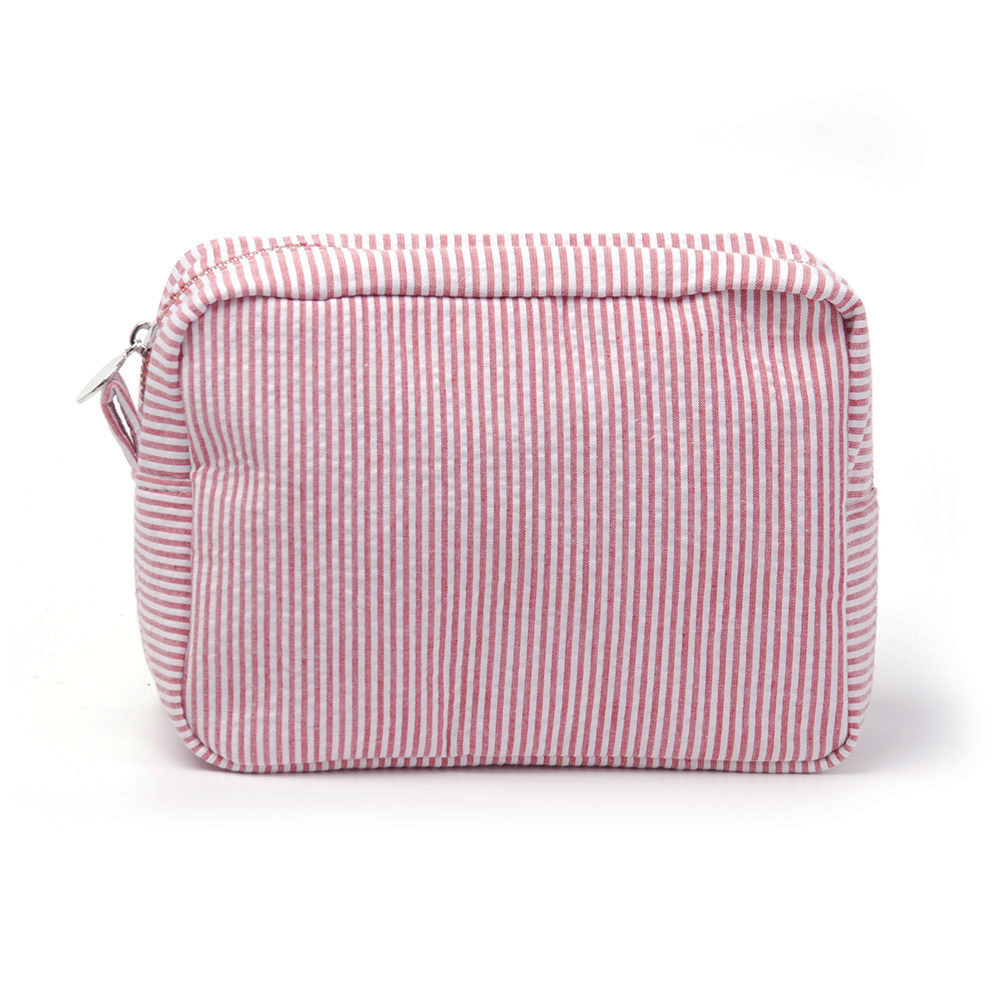 seersucker Zipper Cosmetic Make Up Bag