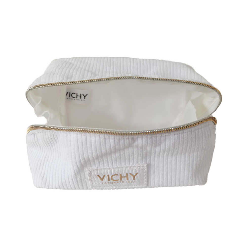 wholesale women white corduroy cosmetic bag