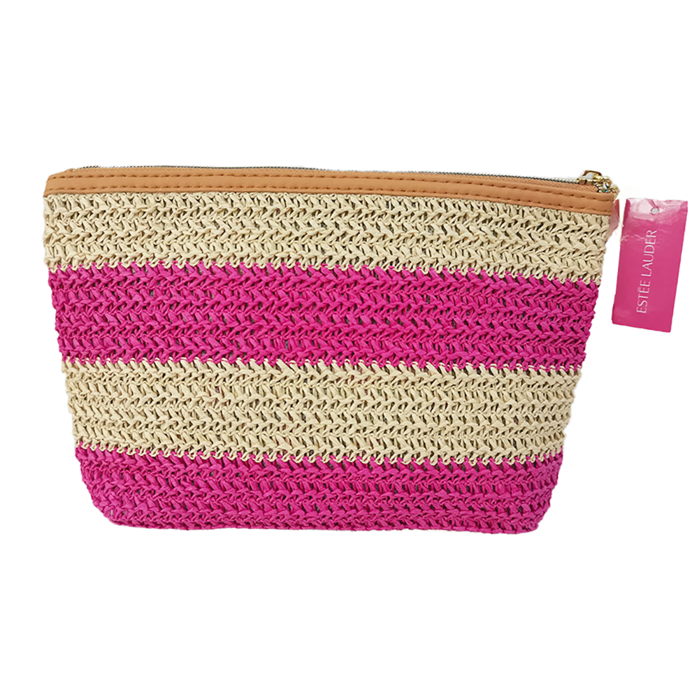 wholesale Straw woven zippered cosmetic bag