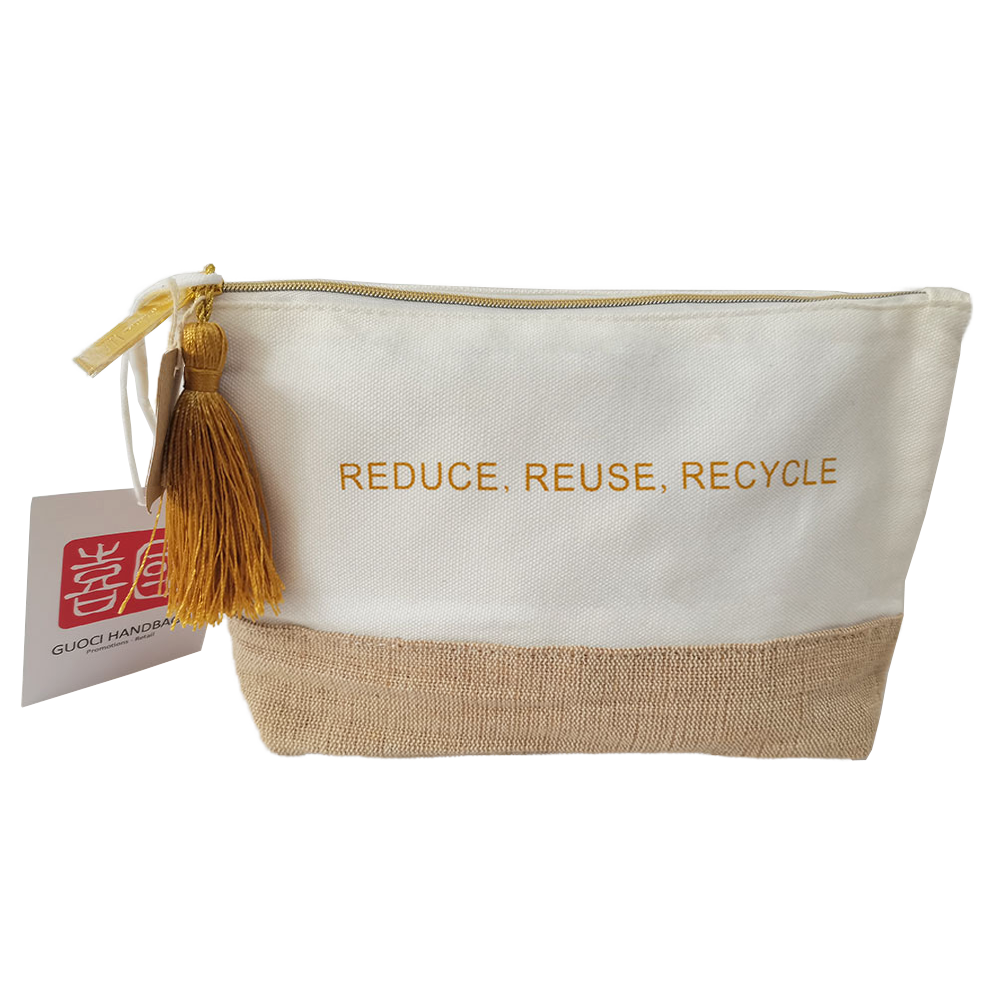 recycle cotton zipper cosmetic pouch