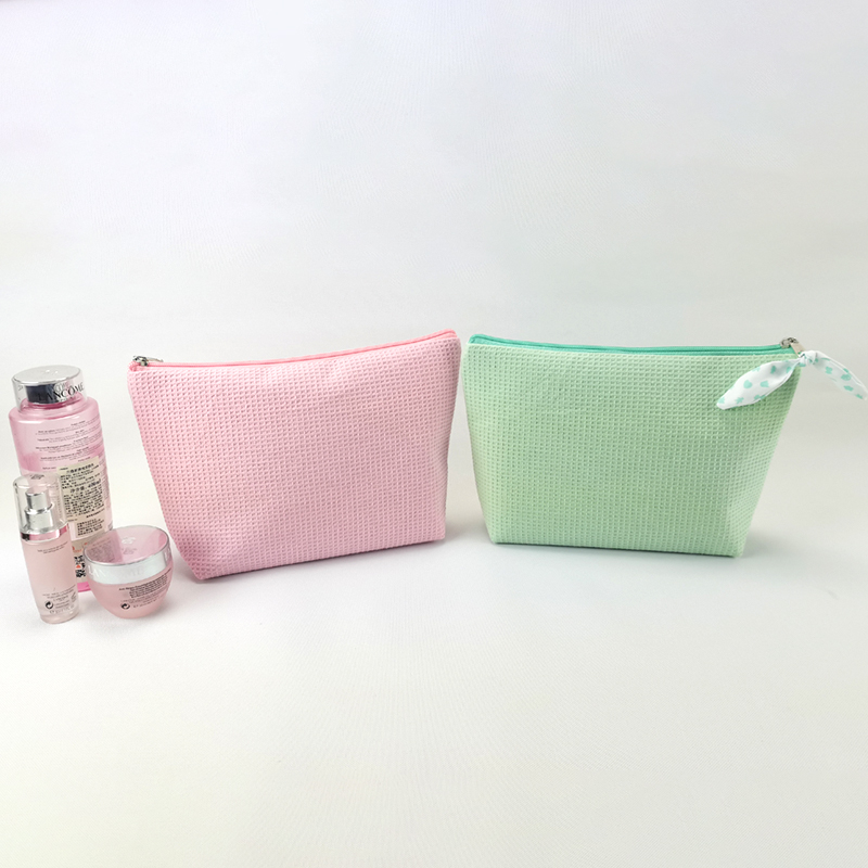 Custom soft gauze cosmetic bag ladies nature make up bag