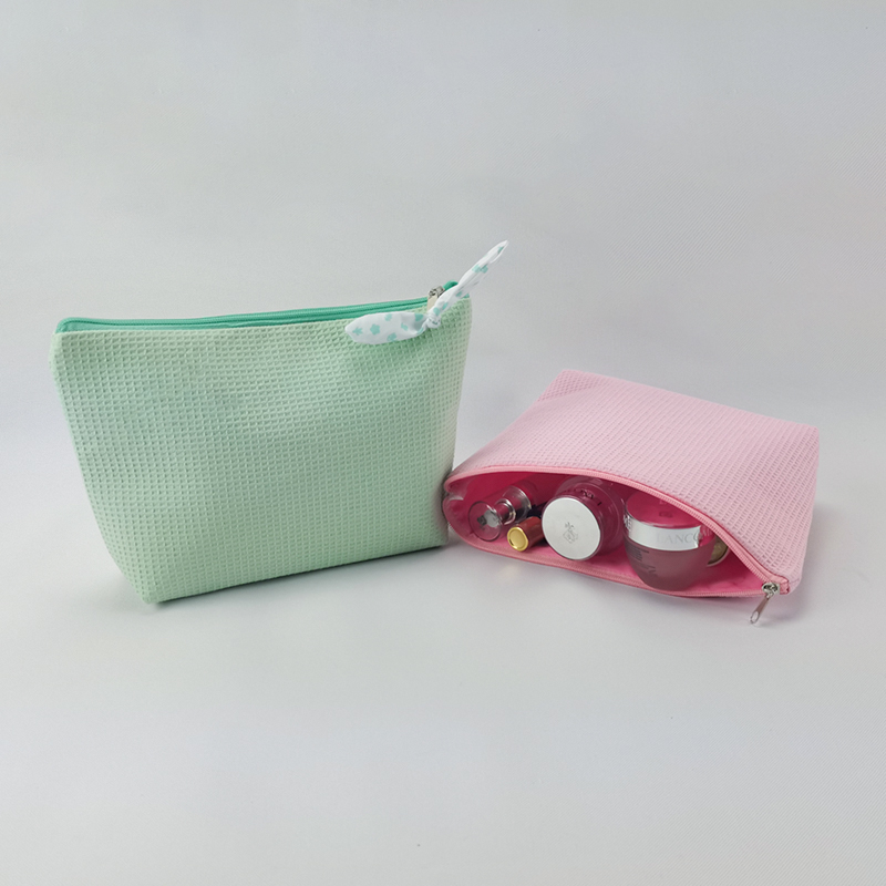 Custom soft gauze cosmetic bag ladies nature make up bag