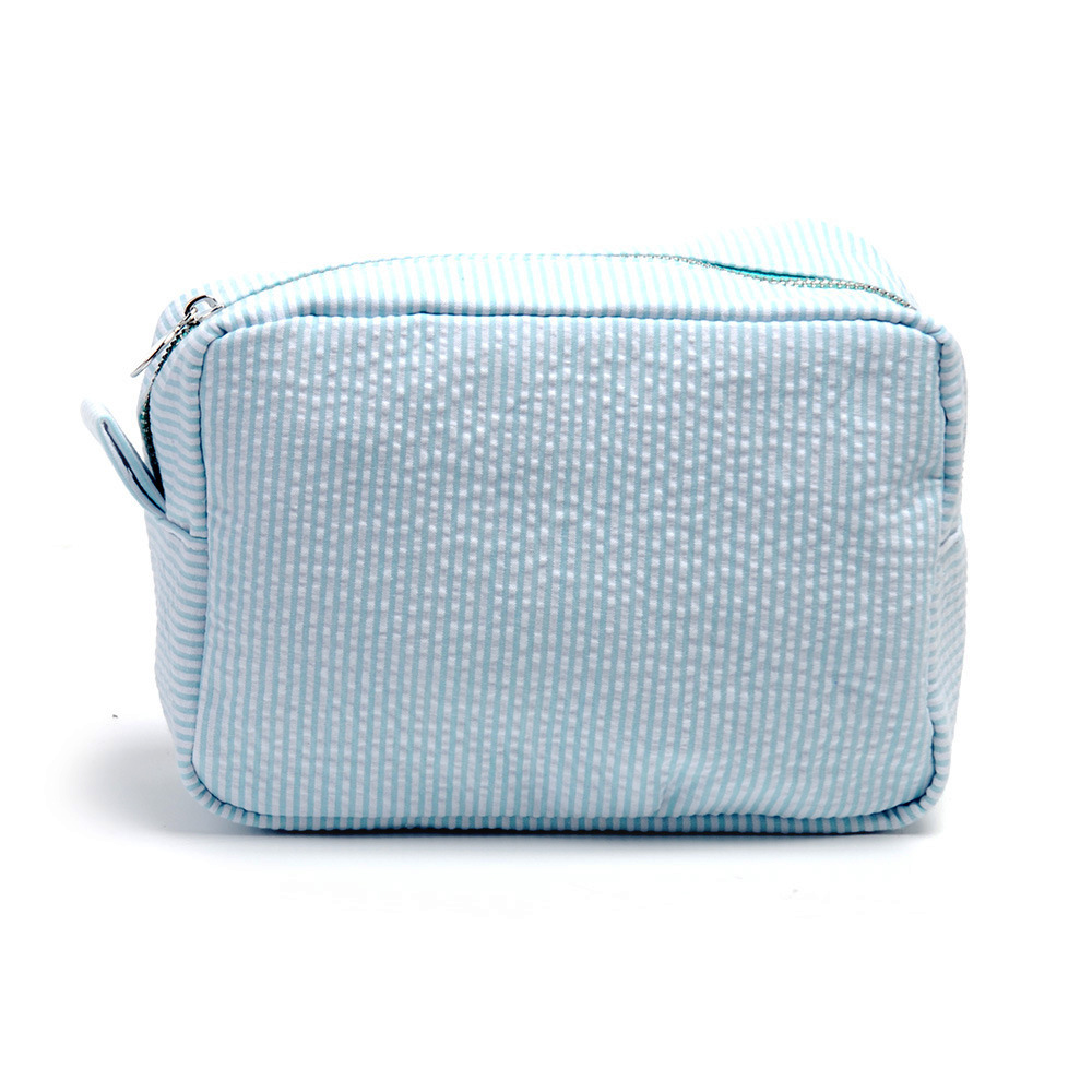 seersucker Zipper Cosmetic Make Up Bag