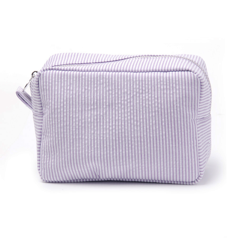 seersucker Zipper Cosmetic Make Up Bag