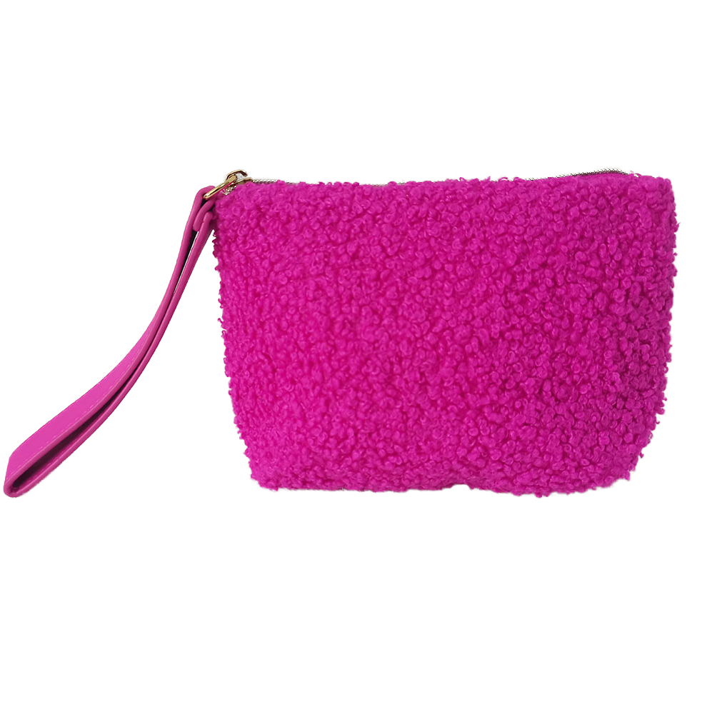 manufacture Teddy fleece makeup zipper pouch