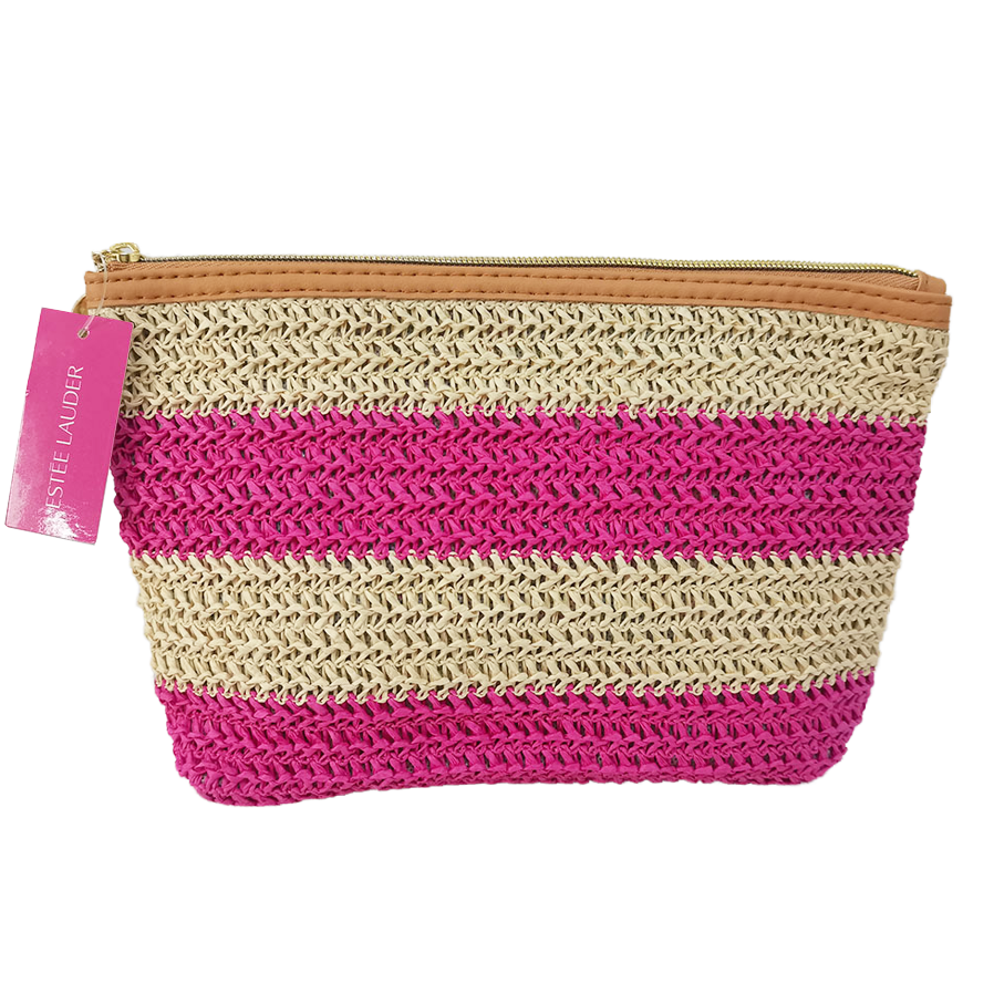 wholesale Straw woven zippered cosmetic bag