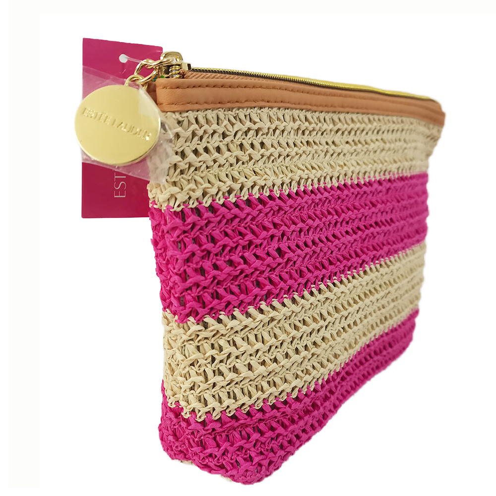 wholesale Straw woven zippered cosmetic bag