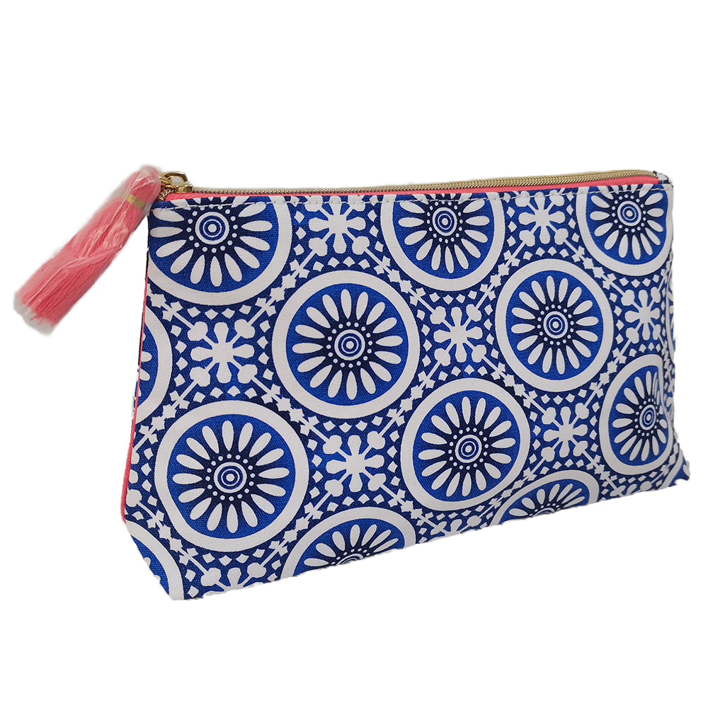 Custom printed  zippered cotton makeup pouch