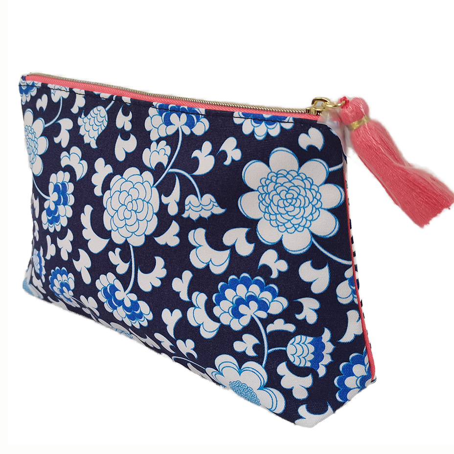 Custom printed  zippered cotton makeup pouch