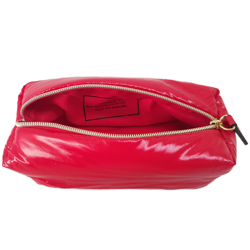 Custom zippered makeup pouch soft red cosmetic bag